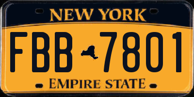 NY license plate FBB7801