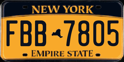 NY license plate FBB7805