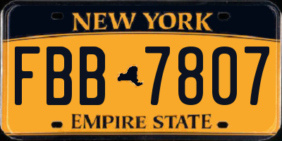 NY license plate FBB7807
