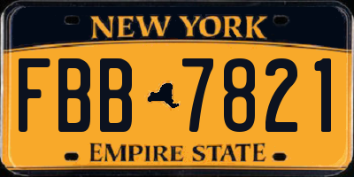NY license plate FBB7821