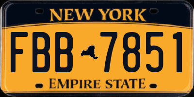 NY license plate FBB7851