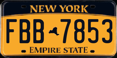 NY license plate FBB7853