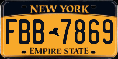 NY license plate FBB7869