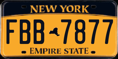 NY license plate FBB7877