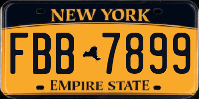 NY license plate FBB7899