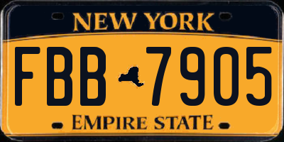 NY license plate FBB7905