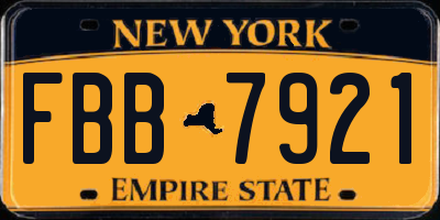 NY license plate FBB7921