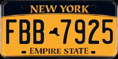 NY license plate FBB7925