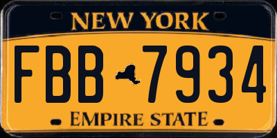 NY license plate FBB7934