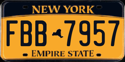 NY license plate FBB7957