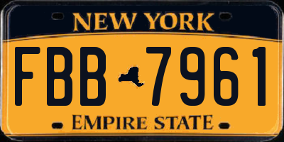 NY license plate FBB7961
