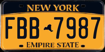 NY license plate FBB7987