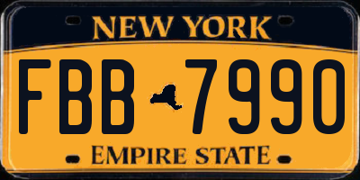 NY license plate FBB7990
