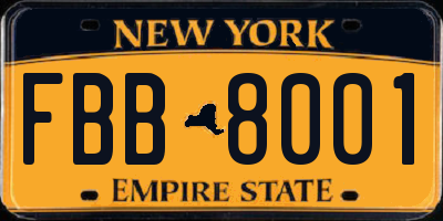 NY license plate FBB8001