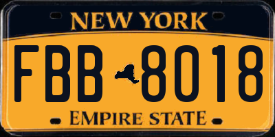 NY license plate FBB8018
