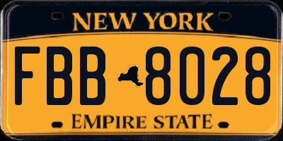 NY license plate FBB8028