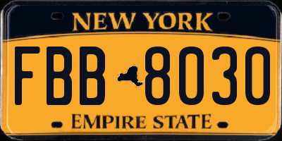 NY license plate FBB8030