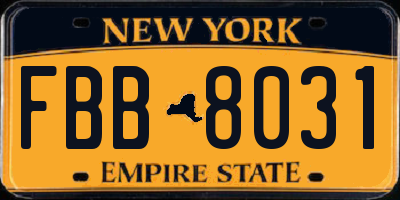 NY license plate FBB8031