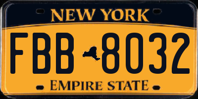 NY license plate FBB8032