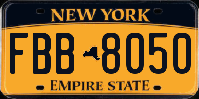 NY license plate FBB8050