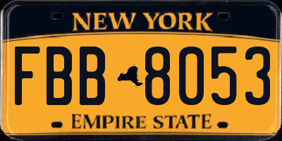 NY license plate FBB8053