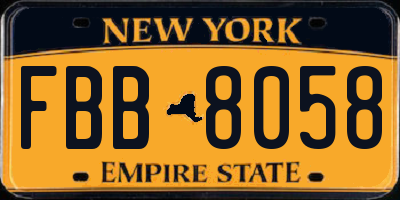 NY license plate FBB8058