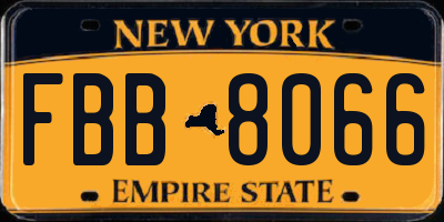 NY license plate FBB8066