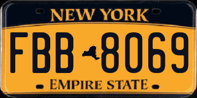 NY license plate FBB8069