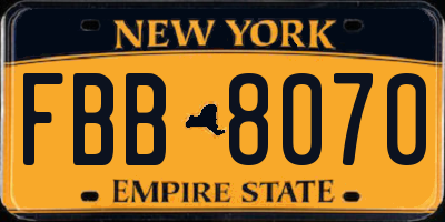 NY license plate FBB8070