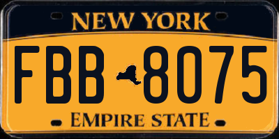 NY license plate FBB8075