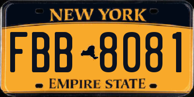 NY license plate FBB8081