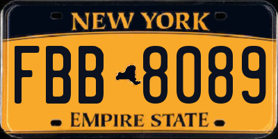 NY license plate FBB8089