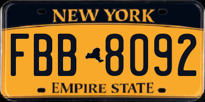 NY license plate FBB8092