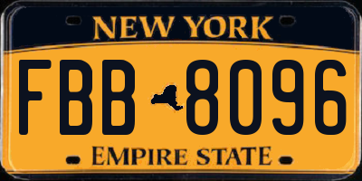 NY license plate FBB8096