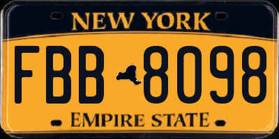 NY license plate FBB8098