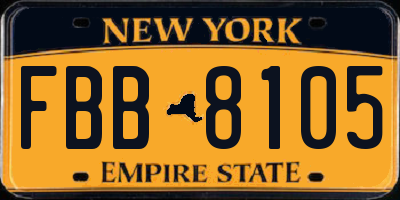 NY license plate FBB8105