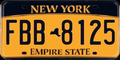 NY license plate FBB8125