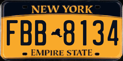 NY license plate FBB8134