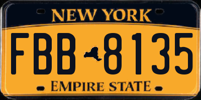 NY license plate FBB8135