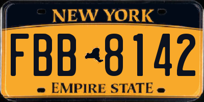 NY license plate FBB8142