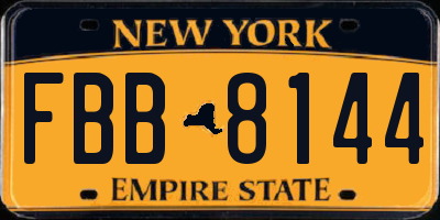 NY license plate FBB8144