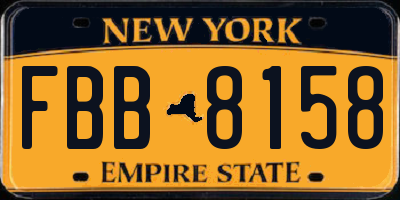 NY license plate FBB8158