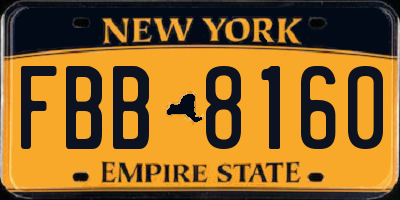 NY license plate FBB8160
