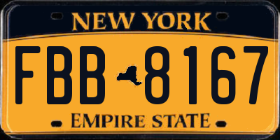 NY license plate FBB8167