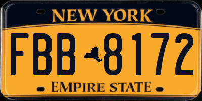 NY license plate FBB8172