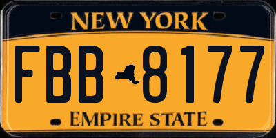 NY license plate FBB8177