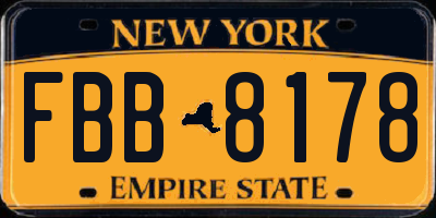 NY license plate FBB8178