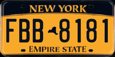 NY license plate FBB8181