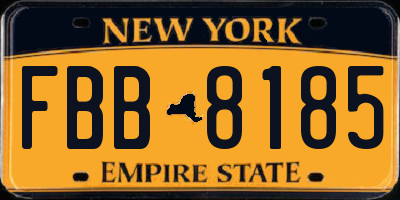 NY license plate FBB8185