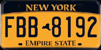 NY license plate FBB8192